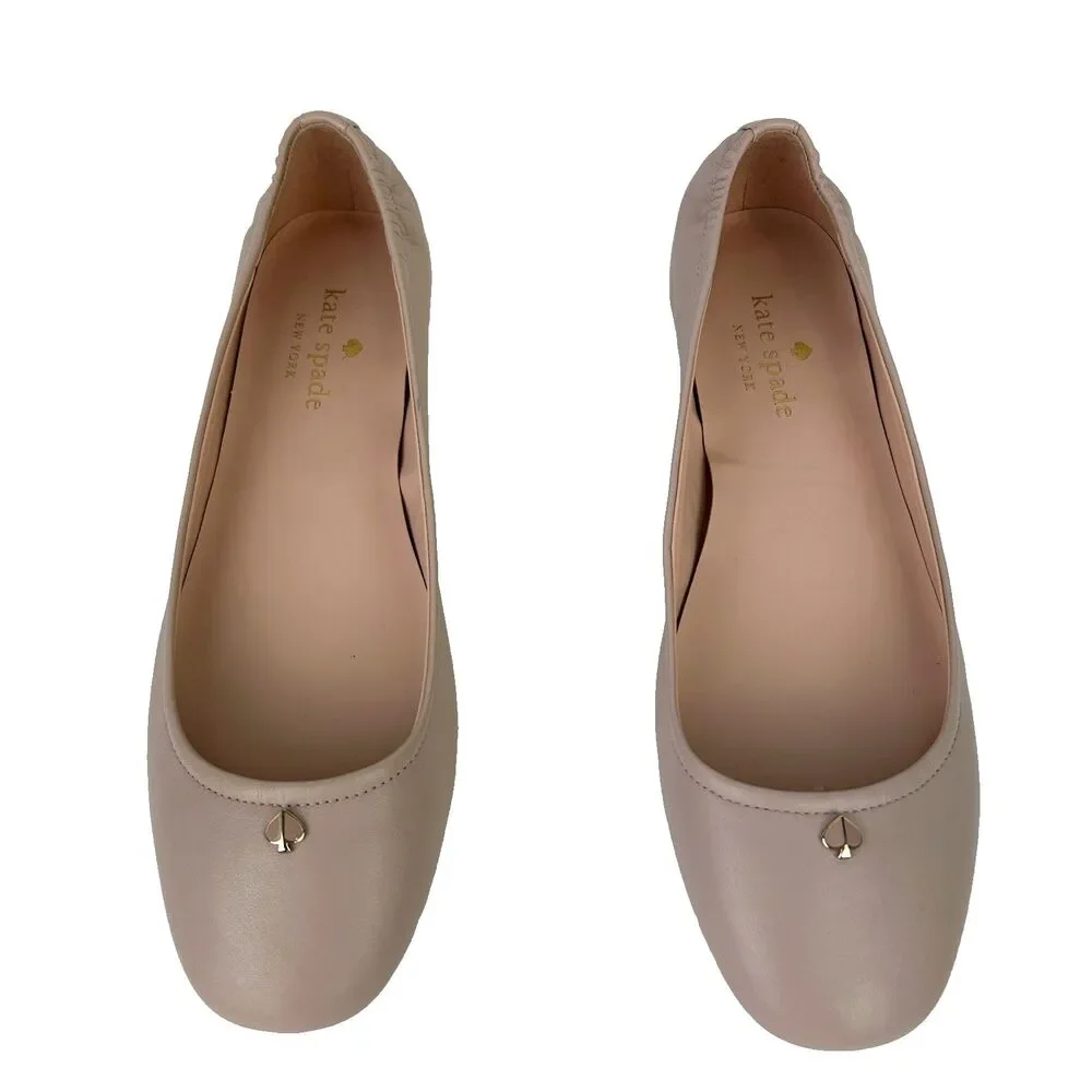 Kate Spade Keaton Ballet Flats Nude Pink Leather Slip on Shoes Neutral Women 8.5